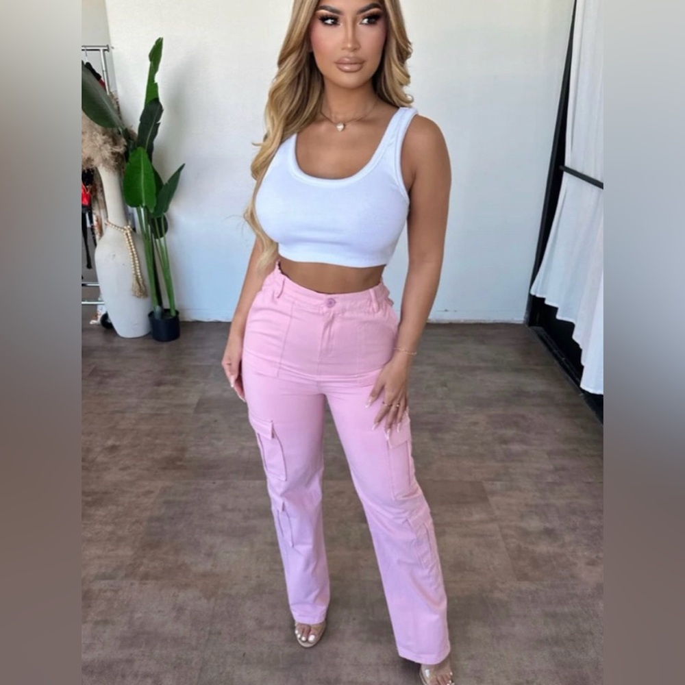 Pink Cargos High Waist Size Small (elastic stretch on waist)